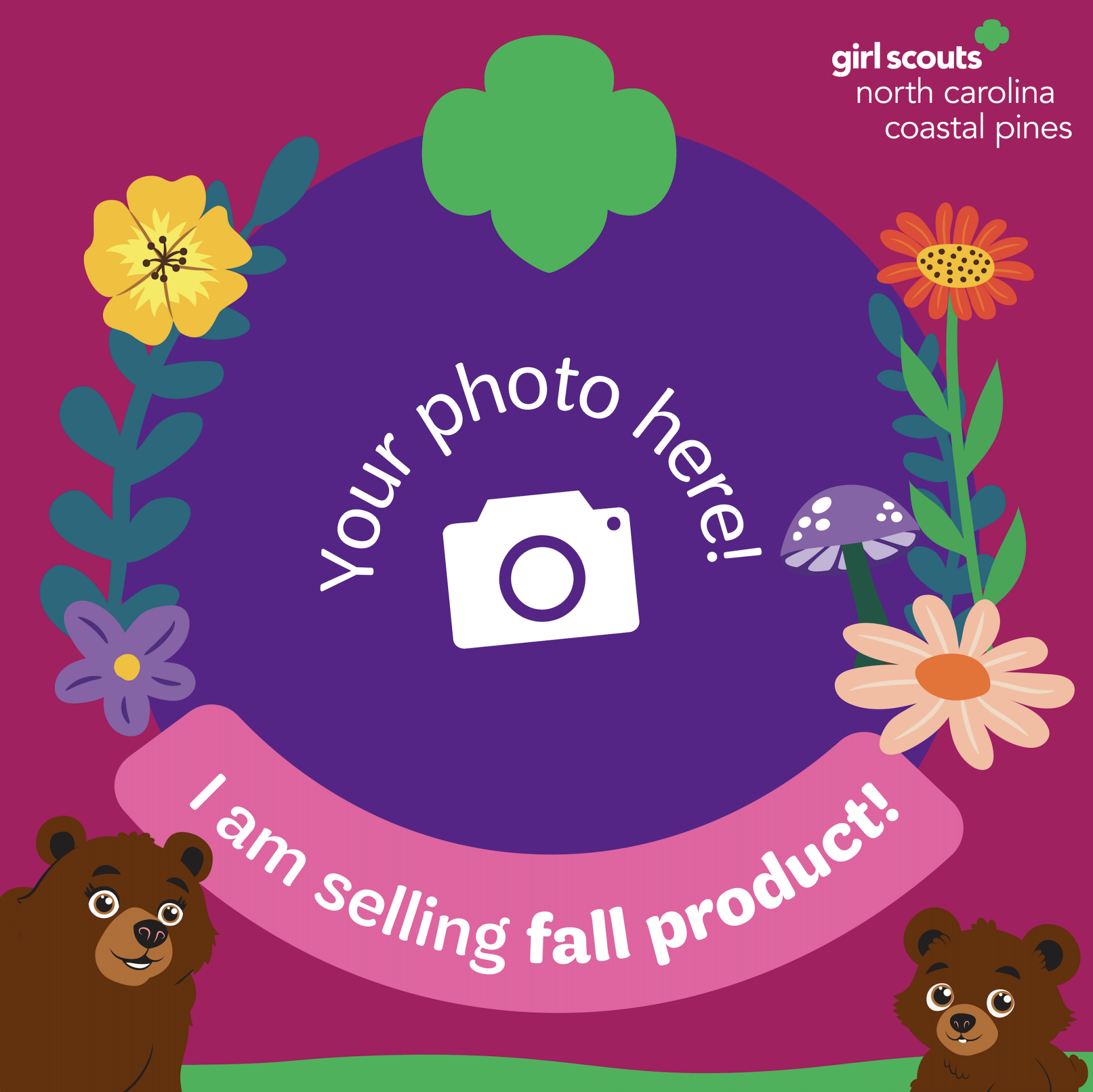 Download a custom photo frame to share that you're selling Fall Product!