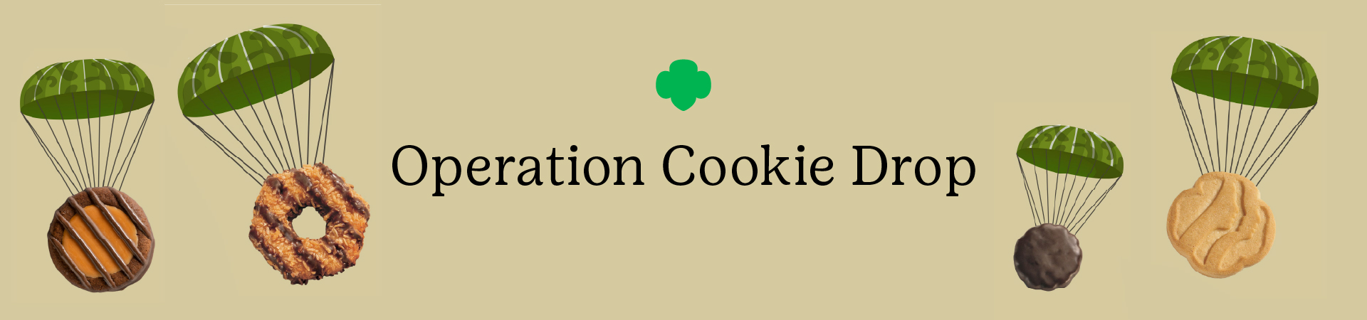  Operation Cookie Drop text with cookies parachuting 