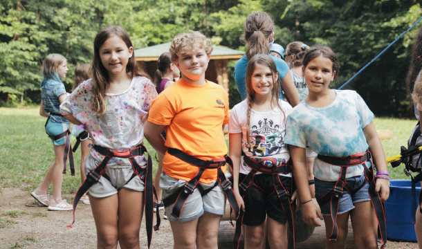 group of Girl Scouts at camp